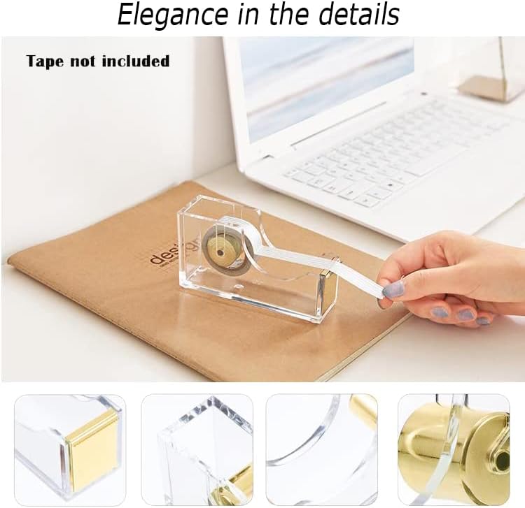 Famassi Gold Desk Accessories, Acrylic Stapler, Staple Remover, Tape Holder, Pen Holder, Ballpoint Pen, Scissor, Binder Clips, 1000pcs Staples, Phone Holder, Ruler, Transparent Glue and 300 Notes - Image 4